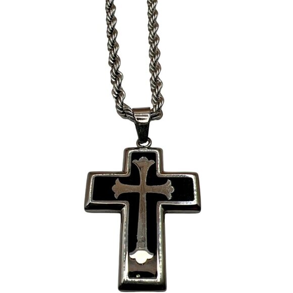 Stainless Steel Cross Necklace & Saint Benedict Bracelet.  B90 - Picture 10 of 16
